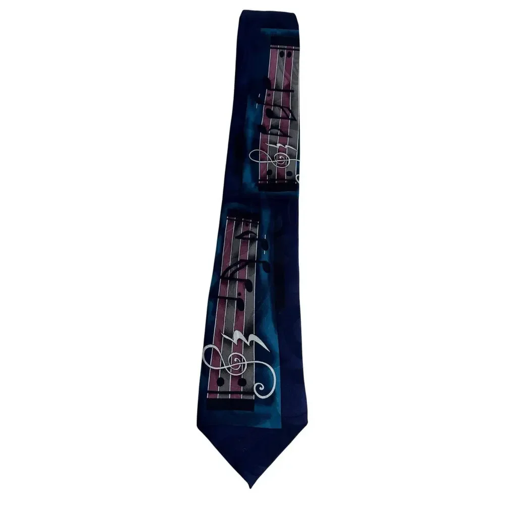 UPBEAT BY ROFFE Neck Tie Ferracci Musical Notes 100% Silk Art to Wear